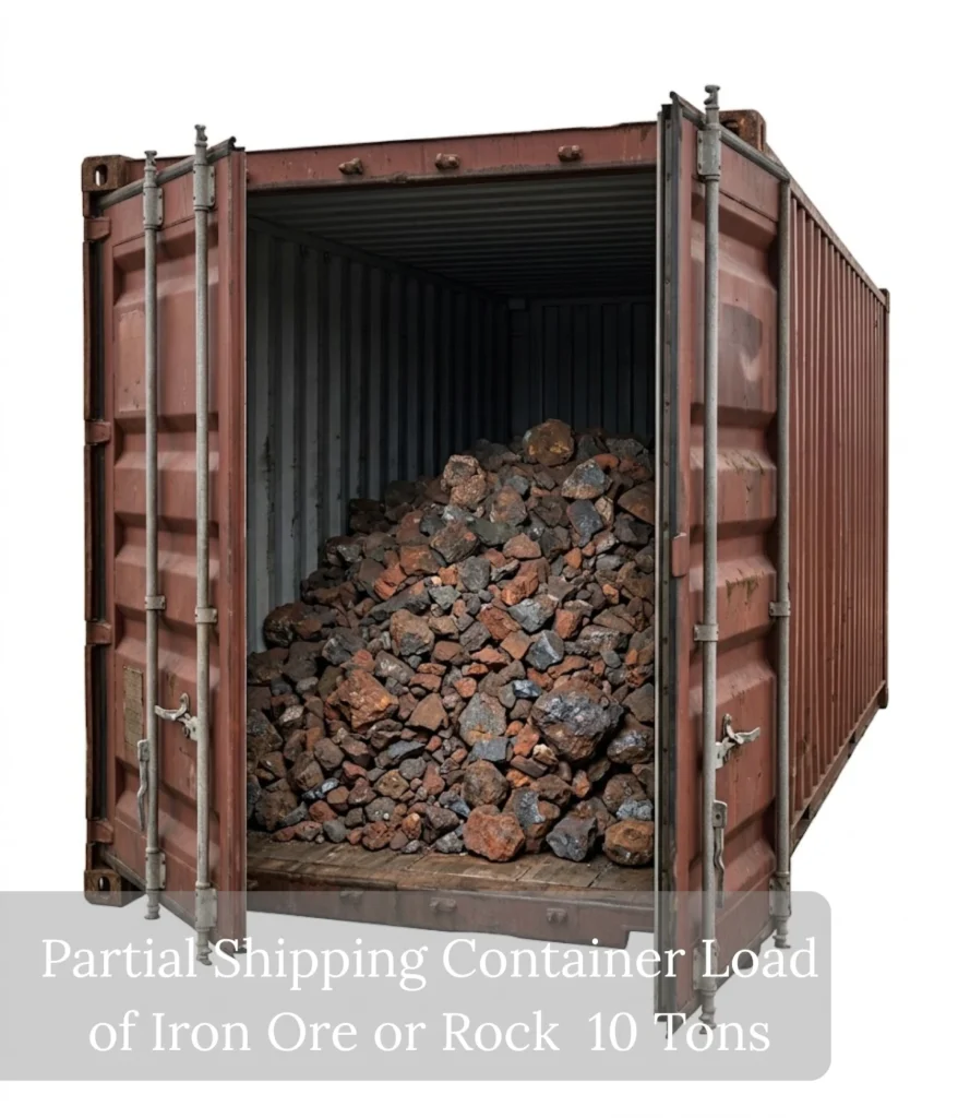 partial-shipping-container-load-of-iron-ore-or-rock-10-tons